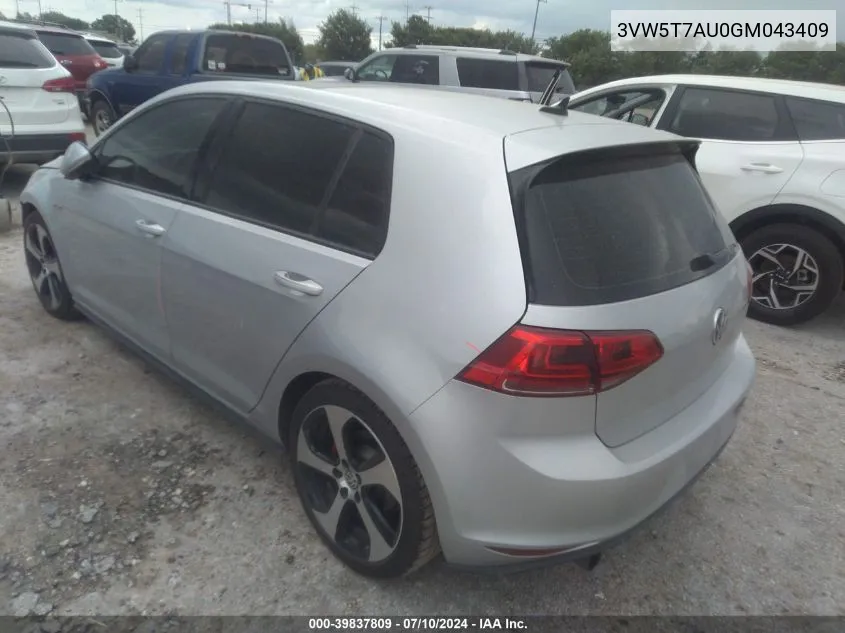 3VW5T7AU0GM043409 2016 Volkswagen Golf Gti Se 4-Door