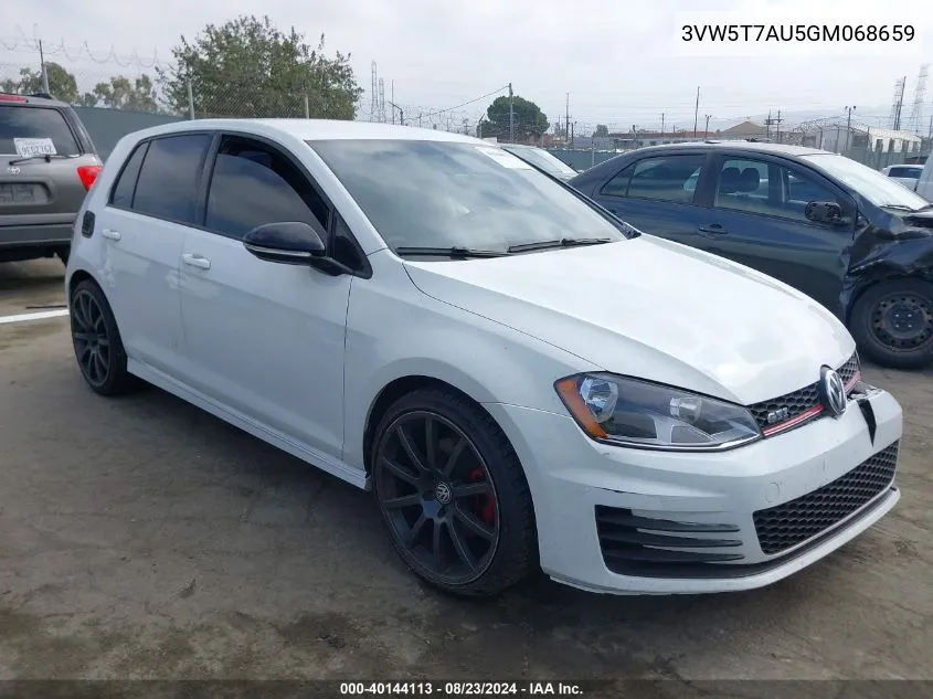 2016 Volkswagen Golf Gti S 4-Door VIN: 3VW5T7AU5GM068659 Lot: 40144113