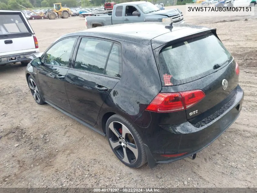 3VW5T7AU8GM067151 2016 Volkswagen Golf Gti S 4-Door