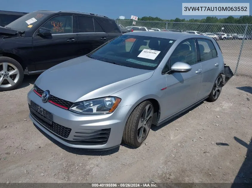 3VW4T7AU1GM063552 2016 Volkswagen Golf Gti S 4-Door