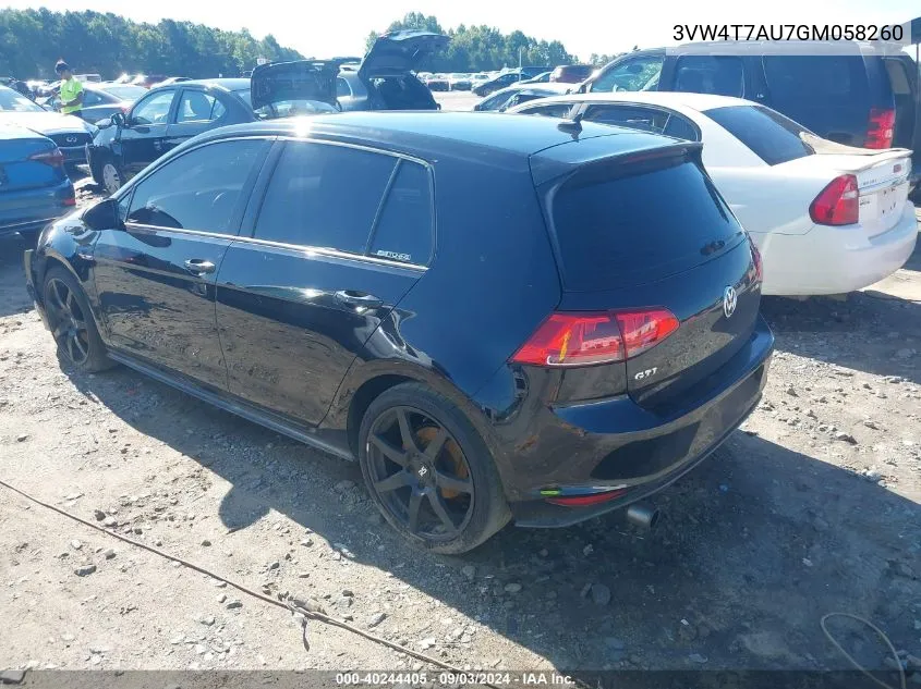 3VW4T7AU7GM058260 2016 Volkswagen Golf Gti S 4-Door