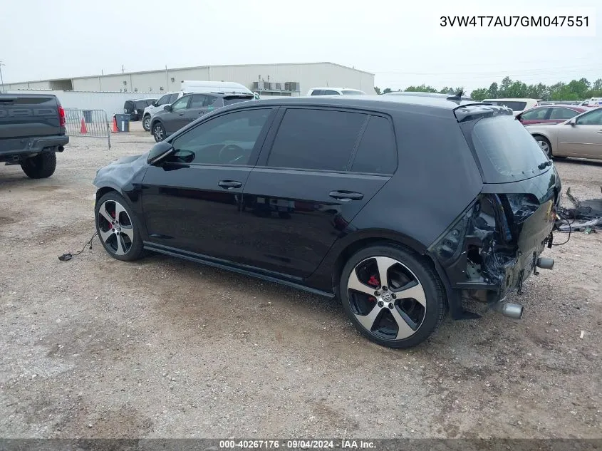 3VW4T7AU7GM047551 2016 Volkswagen Golf Gti Autobahn 4-Door