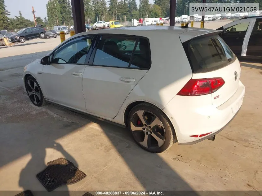 2016 Volkswagen Golf Gti Autobahn W/Performance Package 4-Door VIN: 3VW547AU1GM021058 Lot: 40288837