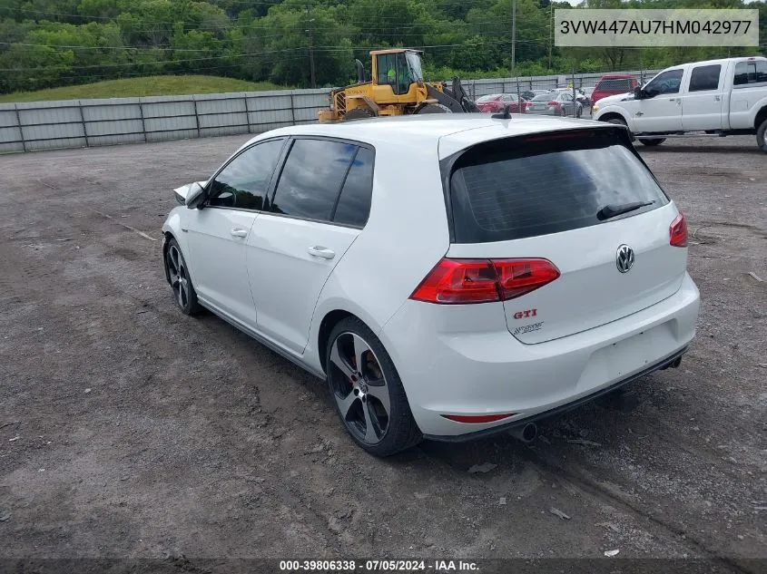 3VW447AU7HM042977 2017 Volkswagen Golf Gti Autobahn 4-Door/S 4-Door/Se 4-Door/Sport 4-Door