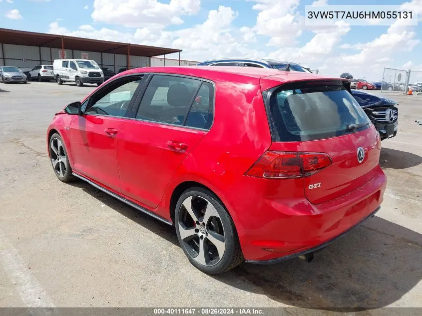 2017 Volkswagen Golf Gti Autobahn 4-Door/S 4-Door/Se 4-Door/Sport 4-Door VIN: 3VW5T7AU6HM055131 Lot: 40111647