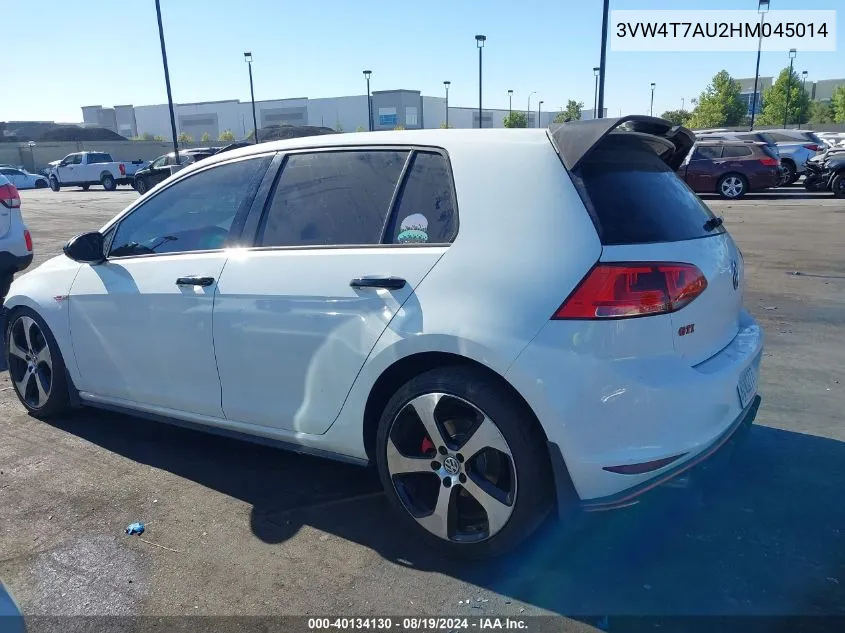 2017 Volkswagen Golf Gti Autobahn 4-Door/S 4-Door/Se 4-Door/Sport 4-Door VIN: 3VW4T7AU2HM045014 Lot: 40134130