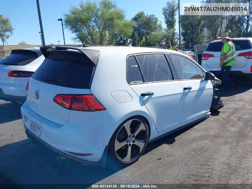 2017 Volkswagen Golf Gti Autobahn 4-Door/S 4-Door/Se 4-Door/Sport 4-Door VIN: 3VW4T7AU2HM045014 Lot: 40134130