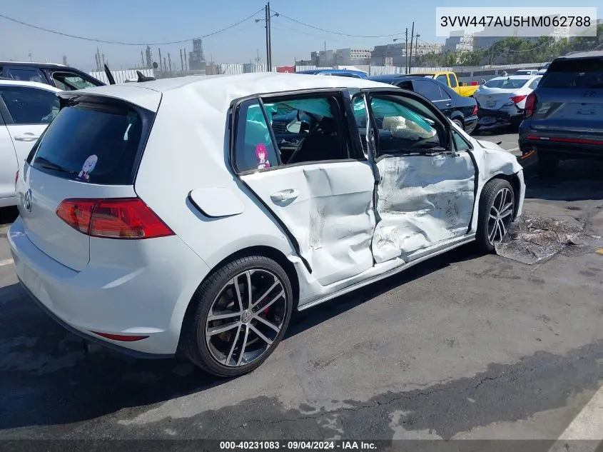 2017 Volkswagen Golf Gti Autobahn 4-Door/S 4-Door/Se 4-Door/Sport 4-Door VIN: 3VW447AU5HM062788 Lot: 40231083