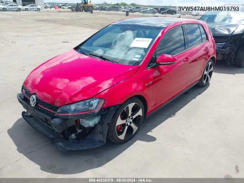 2017 Volkswagen Golf Gti Autobahn 4-Door/S 4-Door/Se 4-Door/Sport 4-Door VIN: 3VW547AU8HM019793 Lot: 40235379