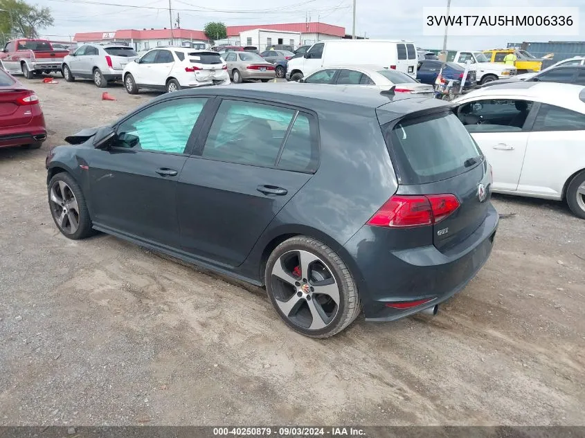 2017 Volkswagen Golf Gti S 4-Door VIN: 3VW4T7AU5HM006336 Lot: 40250879