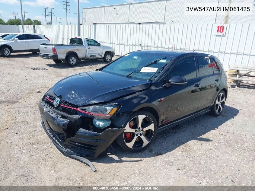 2017 Volkswagen Golf Gti Autobahn 4-Door/S 4-Door/Se 4-Door/Sport VIN: 3VW547AU2HM061425 Lot: 40306450