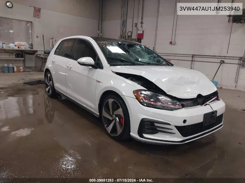 2018 Volkswagen Golf Gti 2.0T Autobahn/2.0T S/2.0T Se VIN: 3VW447AU1JM253940 Lot: 39851283