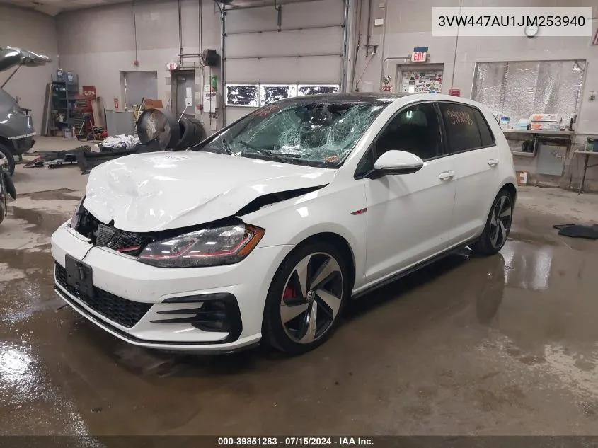 2018 Volkswagen Golf Gti 2.0T Autobahn/2.0T S/2.0T Se VIN: 3VW447AU1JM253940 Lot: 39851283