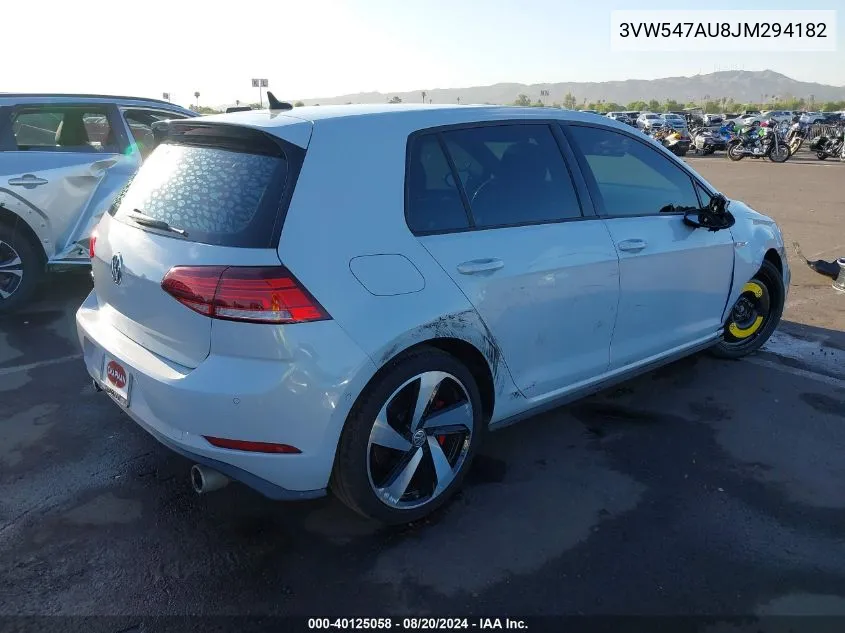 3VW547AU8JM294182 2018 Vw Golf Gti S Manual 2.0T Autobahn/2.0T S/2.0T Se