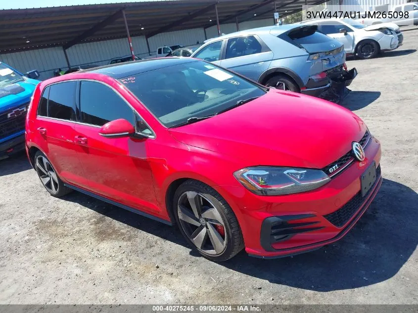 3VW447AU1JM265098 2018 Volkswagen Golf Gti 2.0T Autobahn/2.0T S/2.0T Se