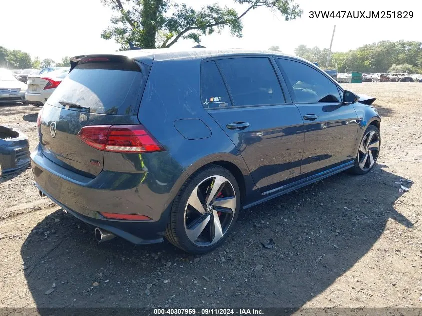 2018 Volkswagen Golf Gti 2.0T Autobahn/2.0T S/2.0T Se VIN: 3VW447AUXJM251829 Lot: 40307959