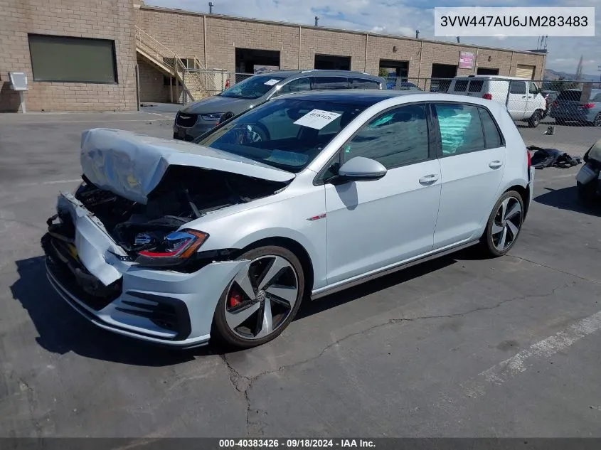 2018 Volkswagen Golf Gti 2.0T Autobahn/2.0T S/2.0T Se VIN: 3VW447AU6JM283483 Lot: 40383426