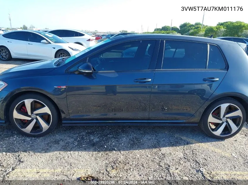 2019 Volkswagen Golf Gti 2.0T Autobahn/2.0T Rabbit Edition/2.0T S/2.0T Se VIN: 3VW5T7AU7KM011176 Lot: 39920266