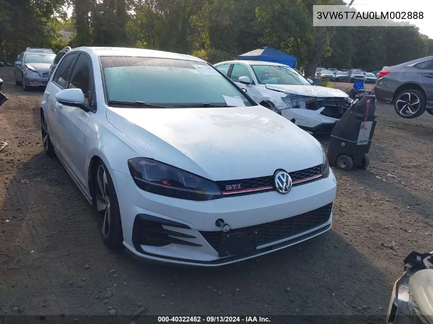 2020 Volkswagen Golf Gti 2.0T Autobahn/2.0T S/2.0T Se VIN: 3VW6T7AU0LM002888 Lot: 40322482