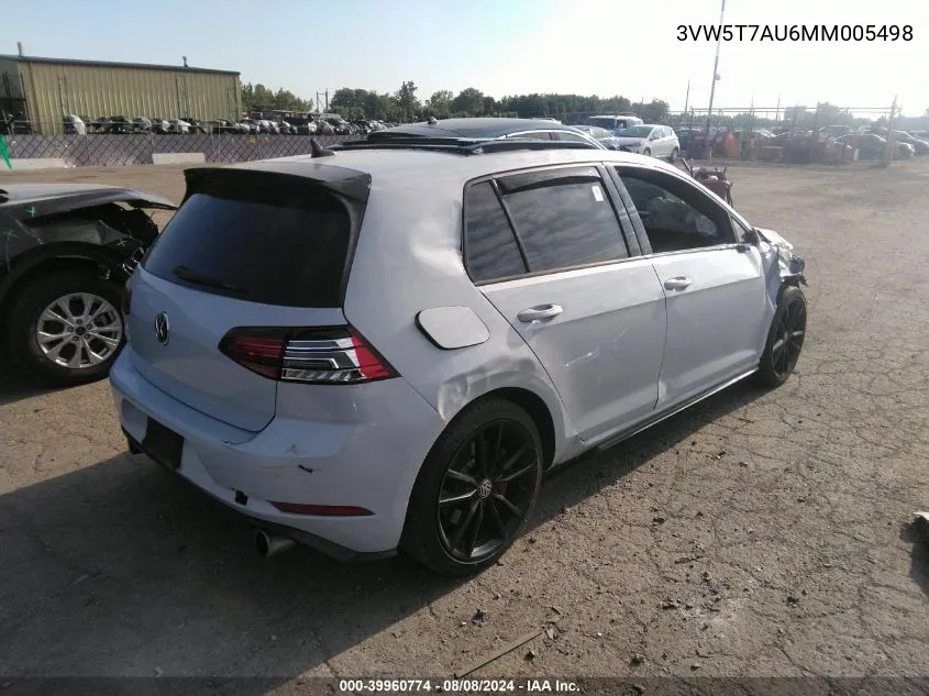 2021 Volkswagen Golf Gti 2.0T Autobahn/2.0T S/2.0T Se VIN: 3VW5T7AU6MM005498 Lot: 39960774