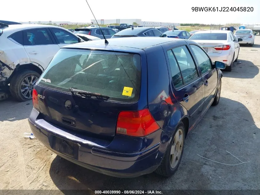 9BWGK61J224045820 2002 Volkswagen Golf Gls 2.0L