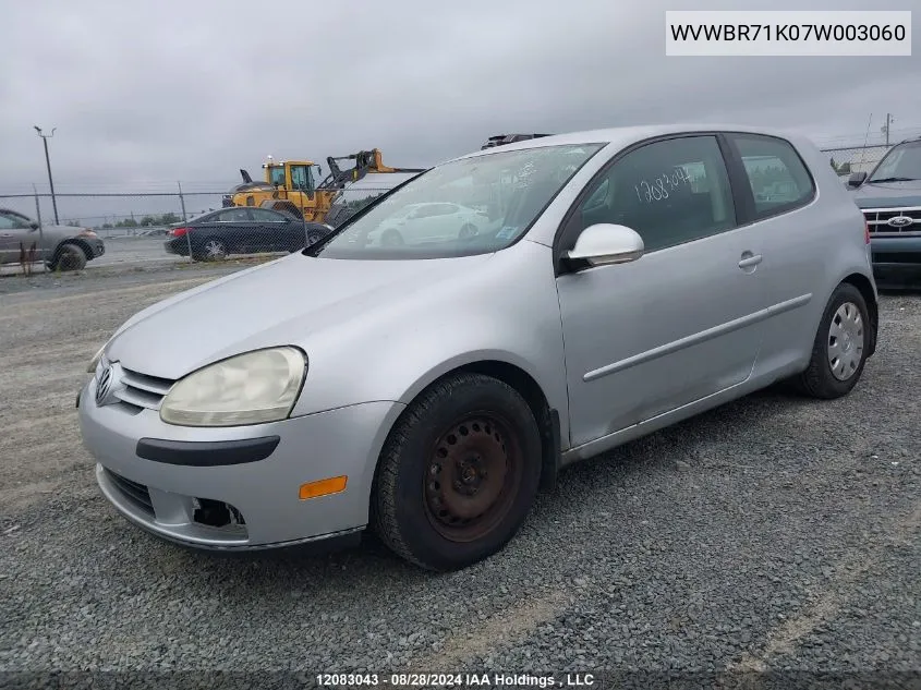 2007 Volkswagen Rabbit VIN: WVWBR71K07W003060 Lot: 12083043