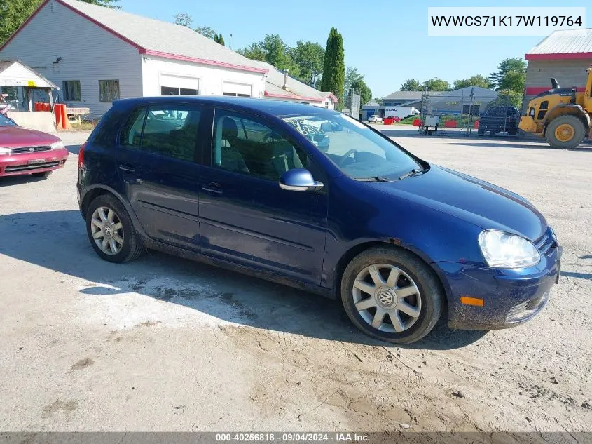 2007 Volkswagen Rabbit 4-Door VIN: WVWCS71K17W119764 Lot: 40256818