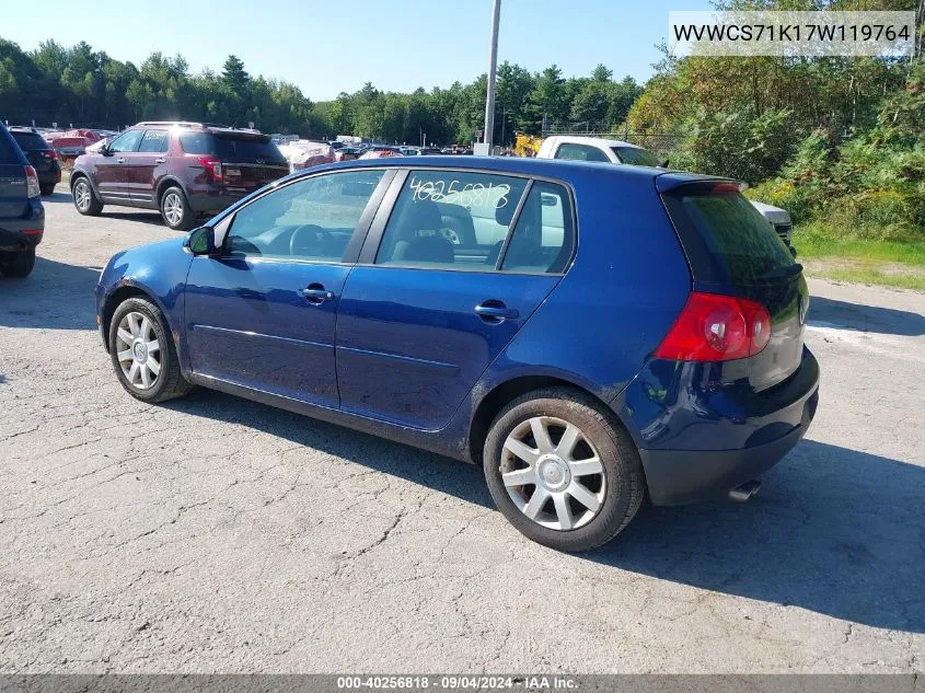 2007 Volkswagen Rabbit 4-Door VIN: WVWCS71K17W119764 Lot: 40256818