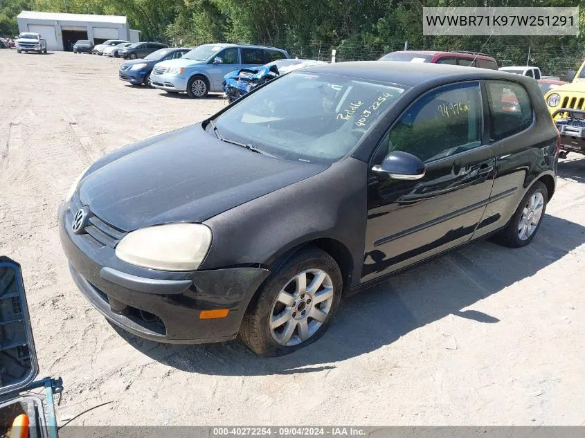 2007 Volkswagen Rabbit 2-Door VIN: WVWBR71K97W251291 Lot: 40272254