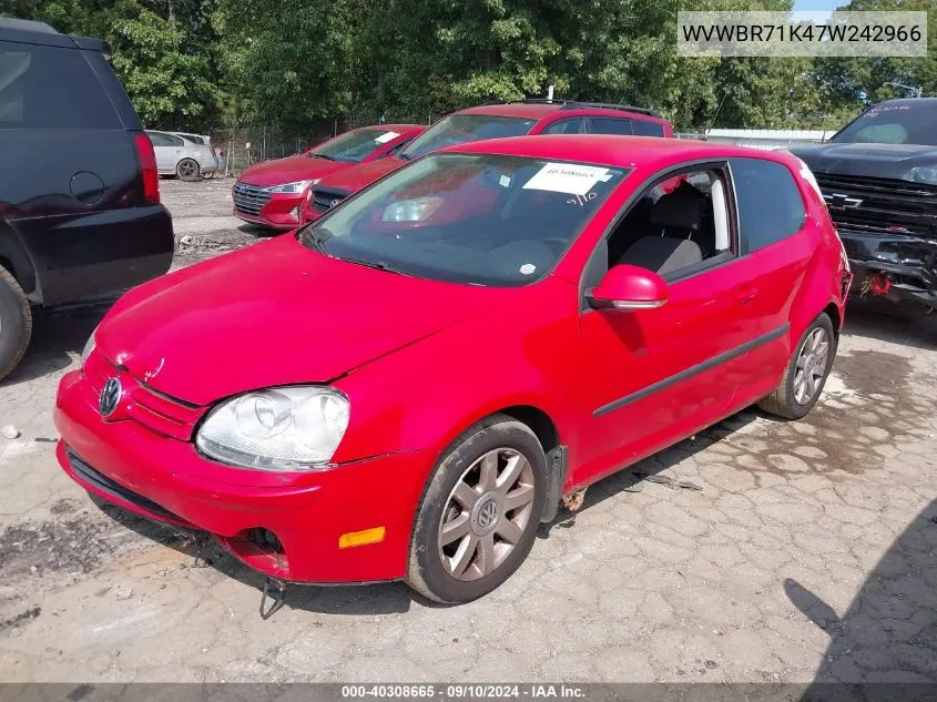 2007 Volkswagen Rabbit 2-Door VIN: WVWBR71K47W242966 Lot: 40308665