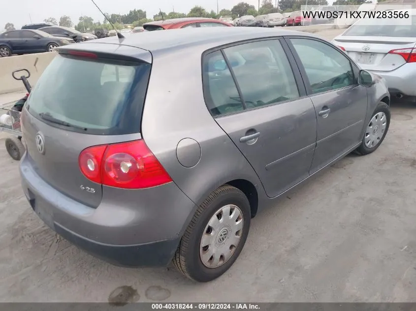 WVWDS71KX7W283566 2007 Volkswagen Rabbit 4-Door