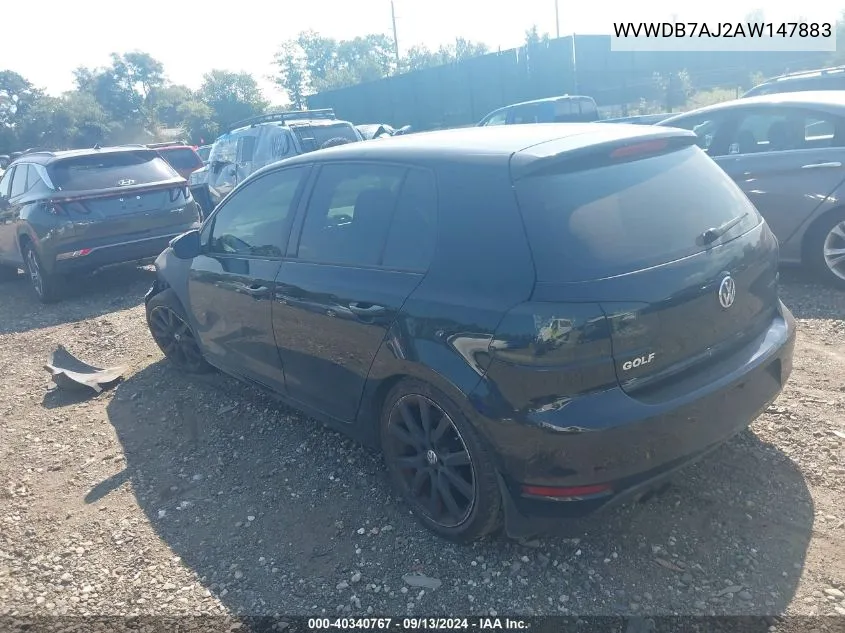 WVWDB7AJ2AW147883 2010 Volkswagen Golf 4-Door