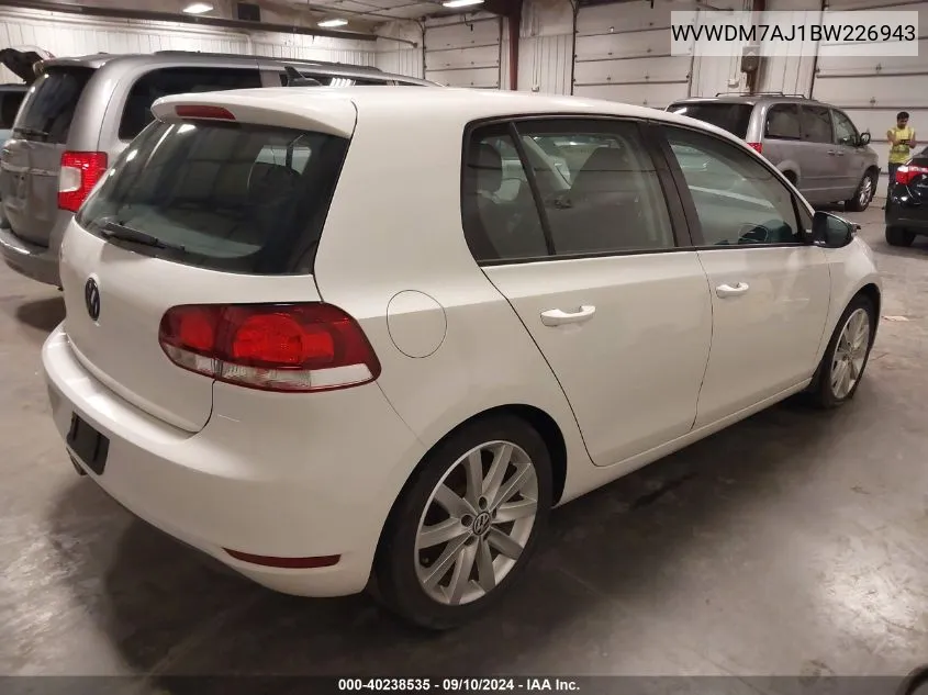 2011 Volkswagen Golf Tdi 4-Door VIN: WVWDM7AJ1BW226943 Lot: 40238535