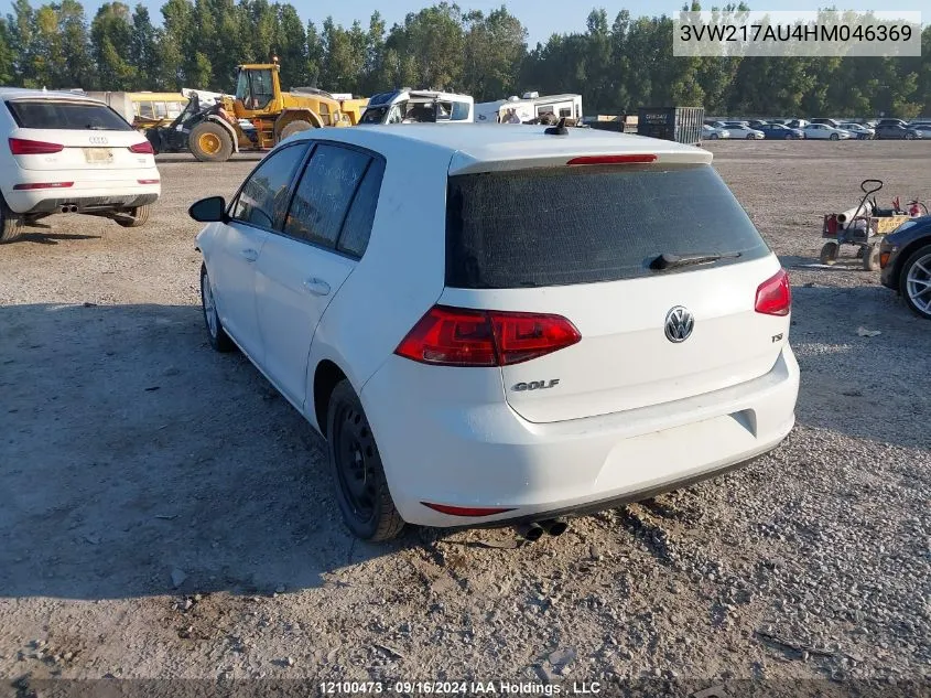 2017 Volkswagen Golf VIN: 3VW217AU4HM046369 Lot: 12100473