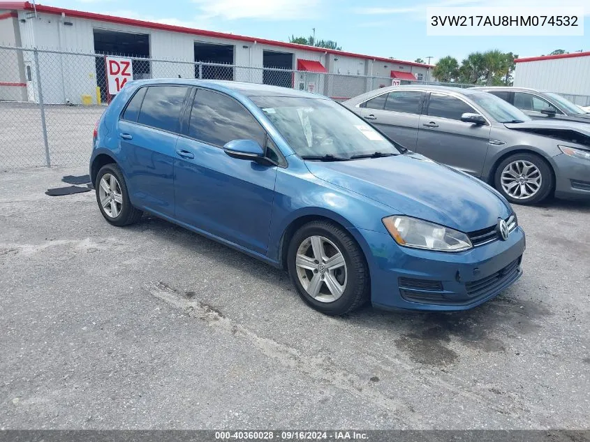 2017 Volkswagen Golf Tsi S 4-Door/Tsi Se 4-Door/Tsi Sel 4-Door/Tsi Wolfsburg Edition 4-Door VIN: 3VW217AU8HM074532 Lot: 40360028