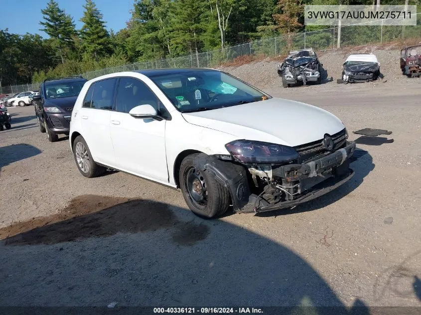 2018 Volkswagen Golf Tsi S/Tsi Se VIN: 3VWG17AU0JM275711 Lot: 40336121