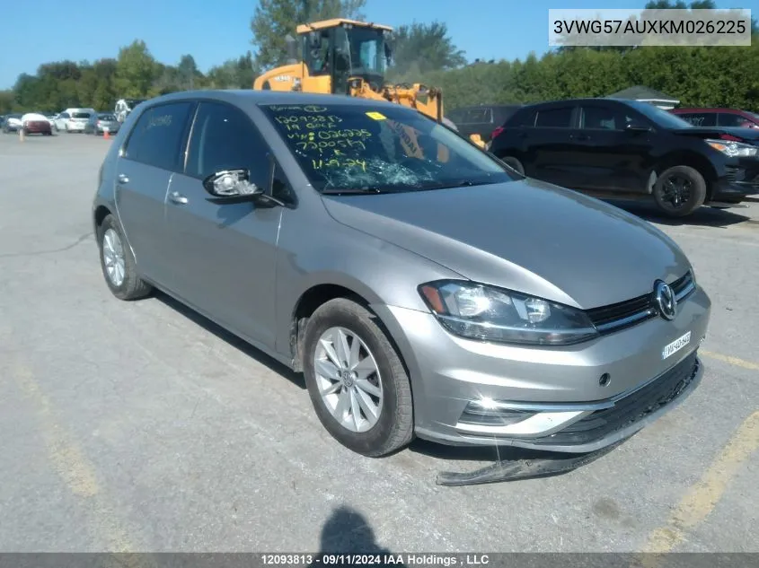 3VWG57AUXKM026225 2019 Volkswagen Golf