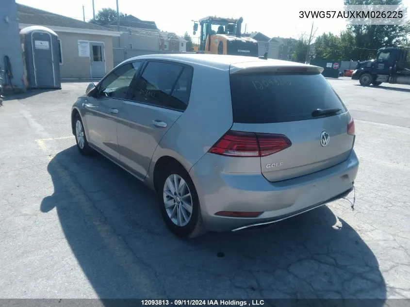 3VWG57AUXKM026225 2019 Volkswagen Golf