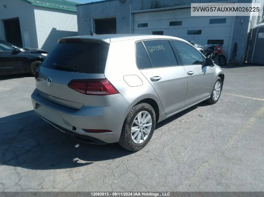 3VWG57AUXKM026225 2019 Volkswagen Golf