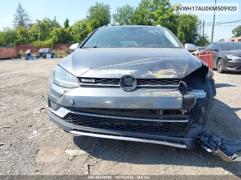 2019 Volkswagen Golf Alltrack Tsi S/Tsi Se/Tsi Sel VIN: 3VWH17AU0KM509920 Lot: 40349056