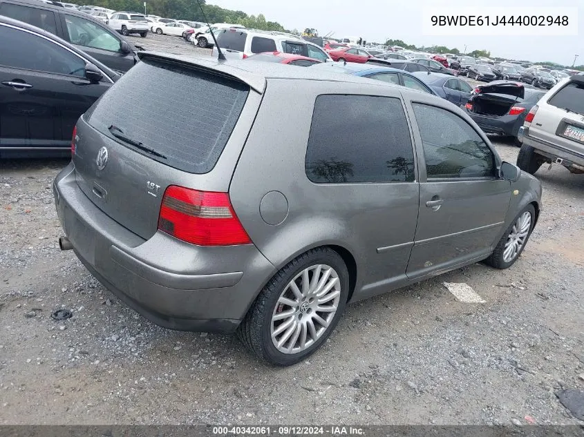 2004 Volkswagen Gti 1.8T VIN: 9BWDE61J444002948 Lot: 40342061