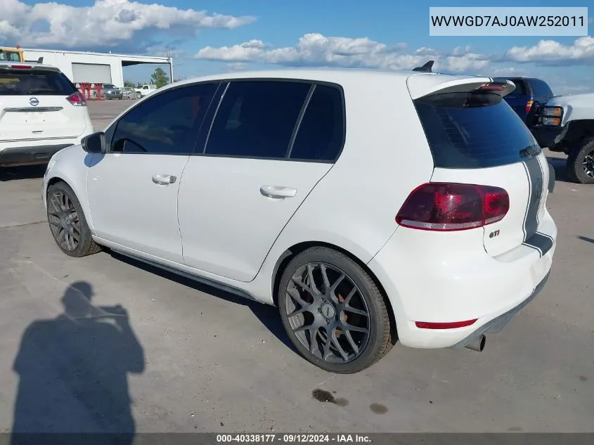 WVWGD7AJ0AW252011 2010 Volkswagen Gti 4-Door