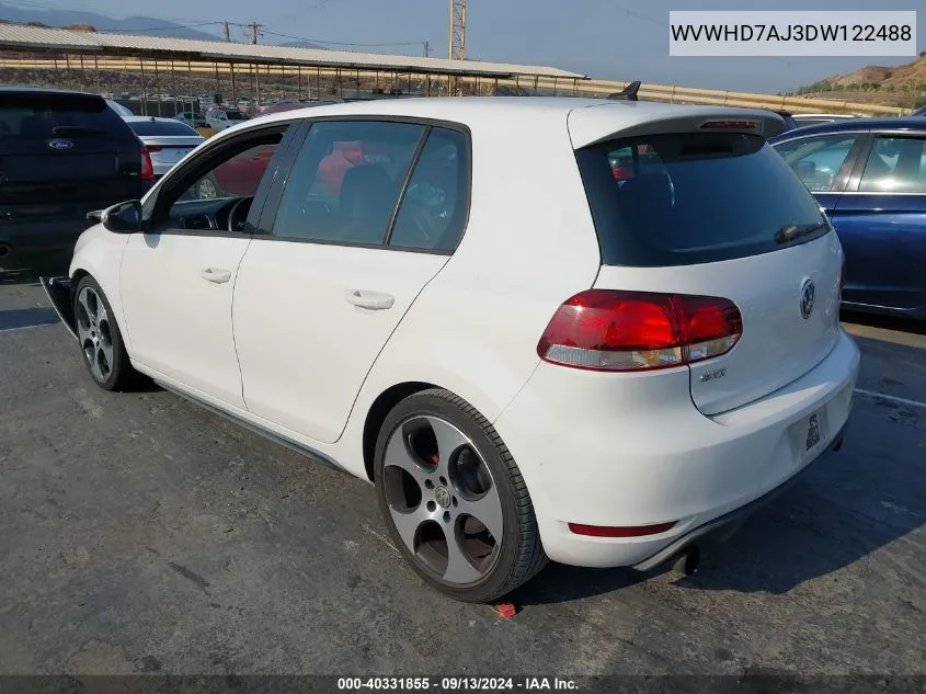 2013 Volkswagen Gti VIN: WVWHD7AJ3DW122488 Lot: 40331855