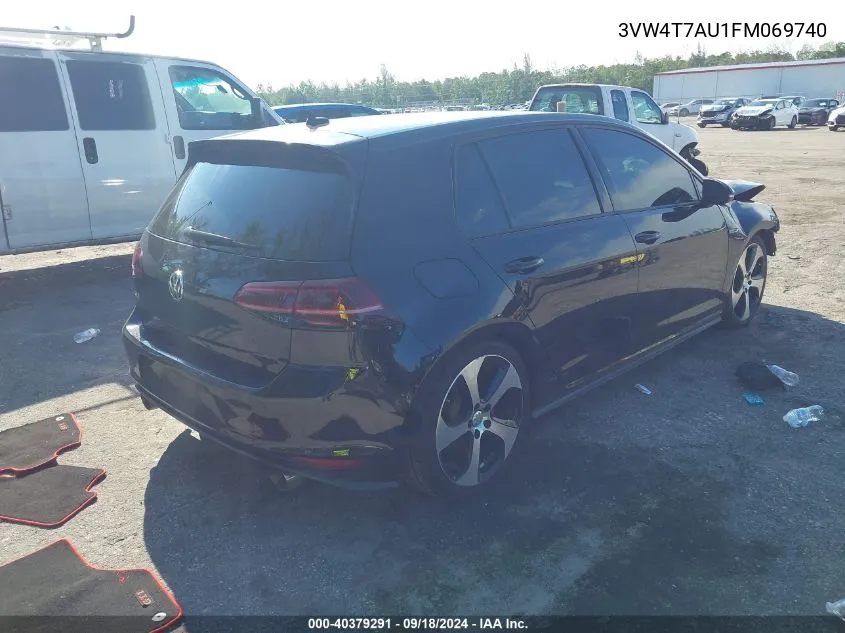 2015 Volkswagen Gti VIN: 3VW4T7AU1FM069740 Lot: 40379291