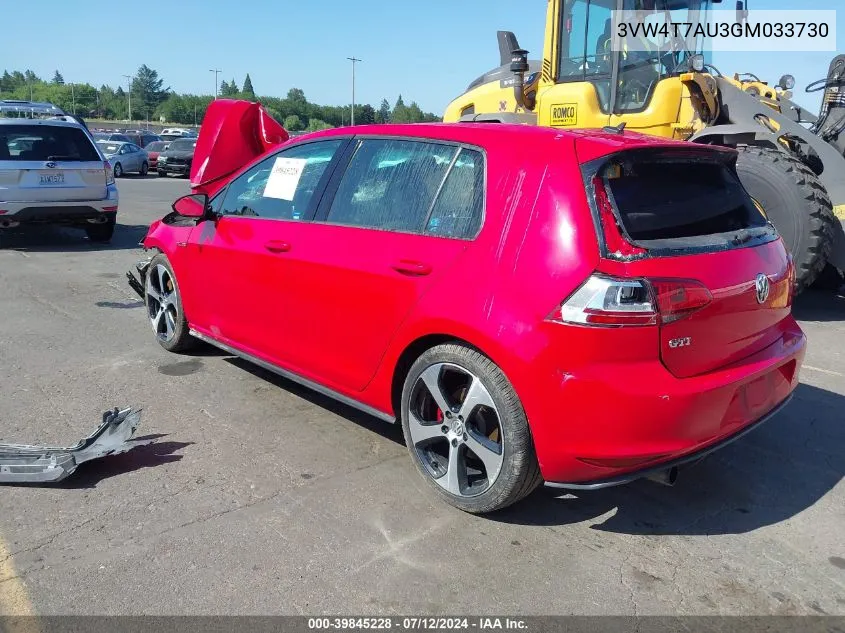 3VW4T7AU3GM033730 2016 Volkswagen Golf Gti S 4-Door