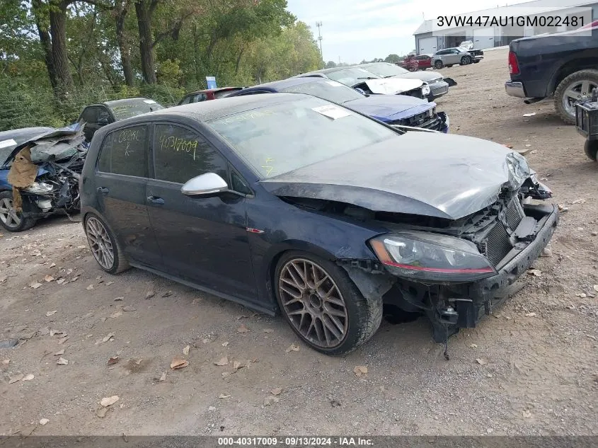 3VW447AU1GM022481 2016 Volkswagen Gti S/Se/Autobahn