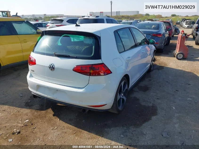 2017 Volkswagen Golf Gti Autobahn 4-Door/S 4-Door/Se 4-Door/Sport 4-Door VIN: 3VW4T7AU1HM029029 Lot: 40041851