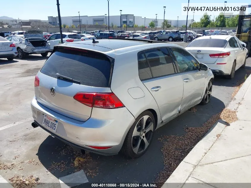 2017 Volkswagen Golf Gti Autobahn 4-Door/S 4-Door/Se 4-Door/Sport 4-Door VIN: 3VW447AU6HM016340 Lot: 40110868