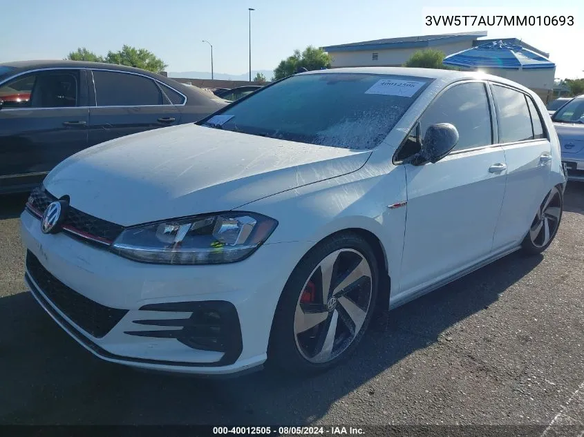 2021 Volkswagen Golf Gti 2.0T Autobahn/2.0T S/2.0T Se VIN: 3VW5T7AU7MM010693 Lot: 40012505