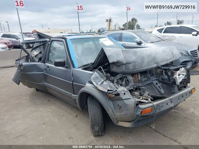 1988 Volkswagen Jetta Gl VIN: WVWFB9169JW729916 Lot: 39462750